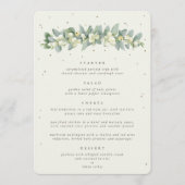 Crème Snowberry + Eucalyptus 4 gangen bruiloft Menu (Voorkant)