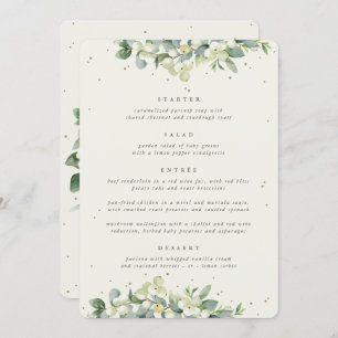 Crème Snowberry + Eucalyptus 4 gangen bruiloft Menu