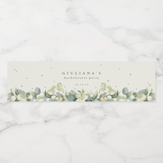 Crème Snowberry+Eucalyptus Bachelorette/Douche Waterfles Etiket (Enkel label)