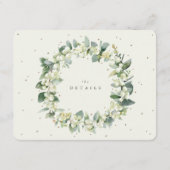 Crème Snowberry + Eucalyptus Boeket Bruiloft Detai Informatiekaartje (Achterkant)