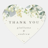 Crème Snowberry + Eucalyptus bruiloft dank u Hart Sticker (Voorkant)