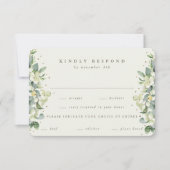 Crème Snowberry + Eucalyptus Edged Winter Bruiloft RSVP Kaartje (Voorkant)