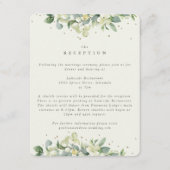 Crème Snowberry + Eucalyptus Rand Bruiloft Recepti Informatiekaartje (Voorkant)