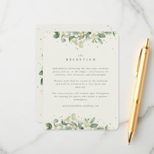 Crème Snowberry + Eucalyptus Rand Bruiloft Recepti Informatiekaartje