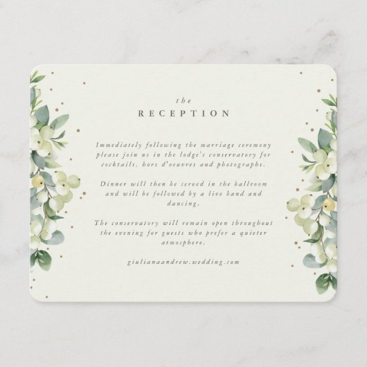 Crème Snowberry + Eucalyptus Rand Receptie Informatiekaartje (Voorkant)