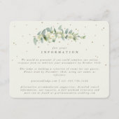Crème Snowberry + Eucalyptus Stem Bruiloft Info Informatiekaartje (Voorkant)