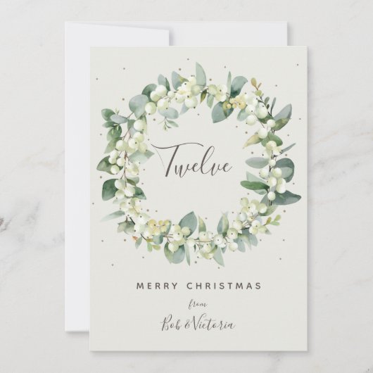 Crème Snowberry+Eucalyptus Table Number Kaart (Voorkant)