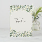 Crème Snowberry+Eucalyptus Table Number Kaart (Staand voorkant)