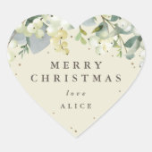 Crème Snowberry+Eucalyptus Vrolijk Kerstfeest/Aang Hart Sticker (Voorkant)