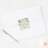 Crème Snowberry+Eucalyptus Vrolijk Kerstfeest/Aang Vierkante Sticker (Envelop)