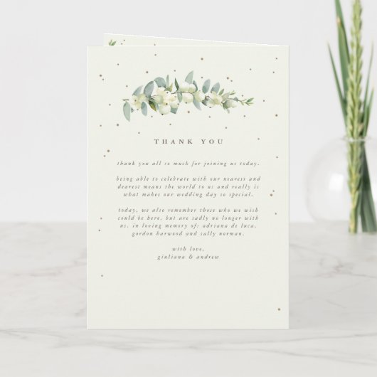 Crème Snowberry + Eucalyptus Winter bruiloft gevou Programma (Achterkant)