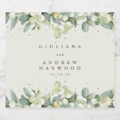 Crème Snowberry + Eucalyptus Winter bruiloft Likeurfles Etiket (Enkel label)