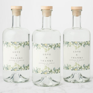 Crème Snowberry + Eucalyptus Winter bruiloft Likeurfles Etiket