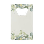 Crème Snowberry + Eucalyptus Winter Bruiloft Mini Creditkaart Flessenopener (Achterkant)