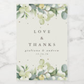 Crème Snowberry + Eucalyptus Winter bruiloft Voedselcontainer Etiket (Enkel label)