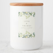 Crème Snowberry + Eucalyptus Winter bruiloft Voedselcontainer Etiket (Voorkant)