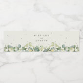 Crème Snowberry + Eucalyptus Winter bruiloft Waterfles Etiket (Enkel label)