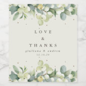 Crème Snowberry + Eucalyptus Winter bruiloft Wijn Etiket (Enkel label)