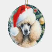 Crème Standaard Poedel Waterverf Kerst Keramisch Ornament (Links)