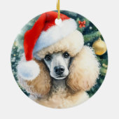 Crème Standaard Poedel Waterverf Kerst Keramisch Ornament (Achterkant)