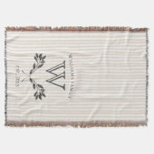 crème strepen laurel tak monogram deken (Voorkant)