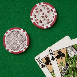 Crème Strepen Rode Rozen Bloemen Poker Chips