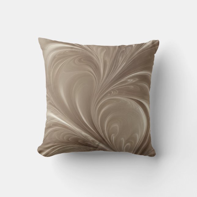 Crème Swirl - Zachte Beige Abstracte Stromende Des Kussen (Voorkant)