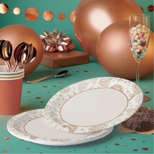 Crème Tan Boho Verjaardag Papieren Bordje (Multi)