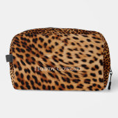 Crème Tan Brown Leopard Print Toilettasje (Voorkant)