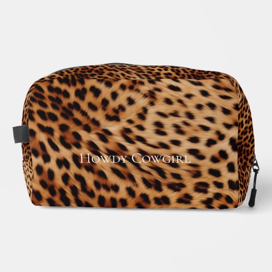 Crème Tan Brown Leopard Print Toilettasje (Voorkant)