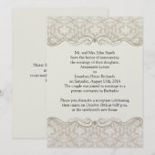 Crème Tan Damast Krullen Na Huwelijk Kaart (Voorkant / Achterkant)