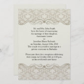 Crème Tan Damast Wervelingen Na Trouwen Kaart (Voorkant / Achterkant)