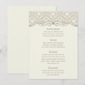 Crème Tan Ivoor Damast Krullen Menukaart (Voorkant / Achterkant)