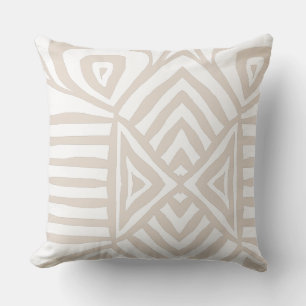 crème tan Tribal Maze Mud Cloth Pattern African Kussen