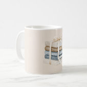 Crème Taupe Blauwe Boeken Lint Strik Koffiemok (Voorkant links)