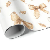 Crème Taupe Bogen Bladeren Verjaardag Cadeaupapier (Rol Hoek)