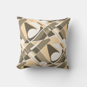 Crème Taupe Bruin Wit Gekleurd Draaiend Art Motief Kussen