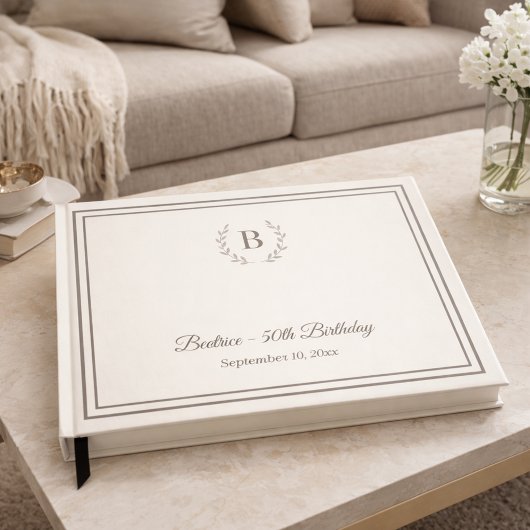 Crème taupe Gebrandmerkte luxe verjaardag Gastenboek