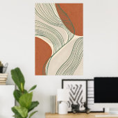 Crème Terracotta Abstracte Print (Thuiskantoor)