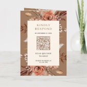 Crème Terracotta Bloem QR Code Beige Taupe Trouwda (Achterkant)