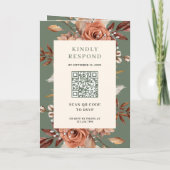 Crème Terracotta Bloem QR Code Salie Groene Trouwd (Achterkant)