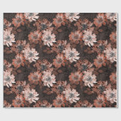 Crème, terracotta bloemen op een donkerbruin cadeaupapier (Vlak)