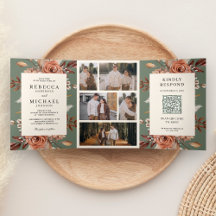 Crème Terracotta Bloemen QR Code Salie Groene Trou