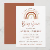 Crème & Terracotta Boho Rainbow Moon Baby shower I Kaart (Voorkant / Achterkant)