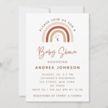 Crème & Terracotta Boho Rainbow Moon Baby shower I