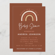 Crème & Terracotta Boho Rainbow Moon Baby shower I