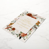 crème terracotta floral botanical elegant script folie feestdagenkaart (Gedraaid)
