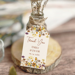 Crème & Terracotta Wilde Bloem Boho Bruiloft Cadeaulabel
