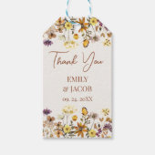 Crème & Terracotta Wilde Bloem Boho Bruiloft Cadeaulabel (Voorkant)