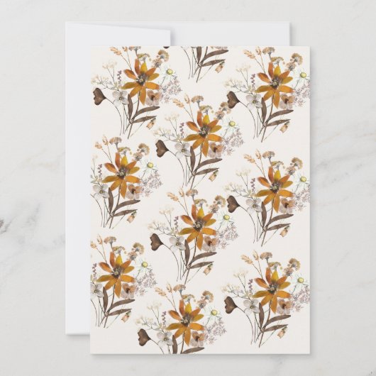 Crème Terracotta Wilde Bloem Boho Bruiloft Kaart (Achterkant)